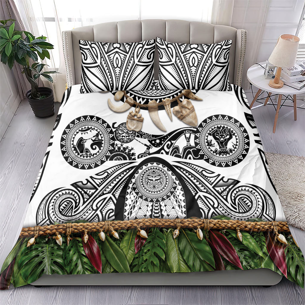 Polynesia Maui White Tattoo Inspired Bedding Set Tropical Leaf Skirt Costume DT05 - Polynesian Pride
