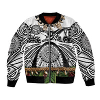 Polynesia Maui White Tattoo Inspired Bomber Jacket Tropical Leaf Skirt Costume DT05 Unisex White - Polynesian Pride