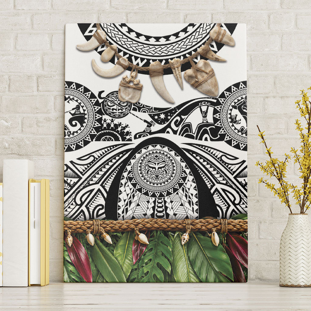Polynesia Maui White Tattoo Inspired Canvas Wall Art Tropical Leaf Skirt Costume DT05 Without Frame White - Polynesian Pride