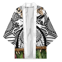 Polynesia Maui White Tattoo Inspired Kimono Tropical Leaf Skirt Costume DT05 Unisex White - Polynesian Pride