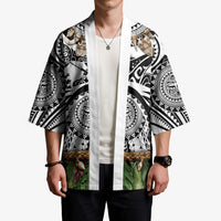 Polynesia Maui White Tattoo Inspired Kimono Tropical Leaf Skirt Costume DT05 - Polynesian Pride