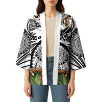 Polynesia Maui White Tattoo Inspired Kimono Tropical Leaf Skirt Costume DT05 - Polynesian Pride