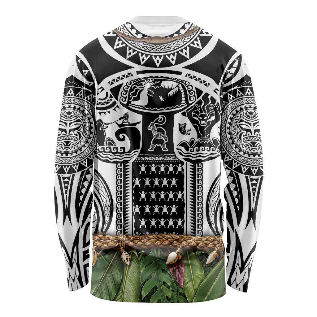 Polynesia Maui White Tattoo Inspired Long Sleeve Shirt Tropical Leaf Skirt Costume DT05 - Polynesian Pride