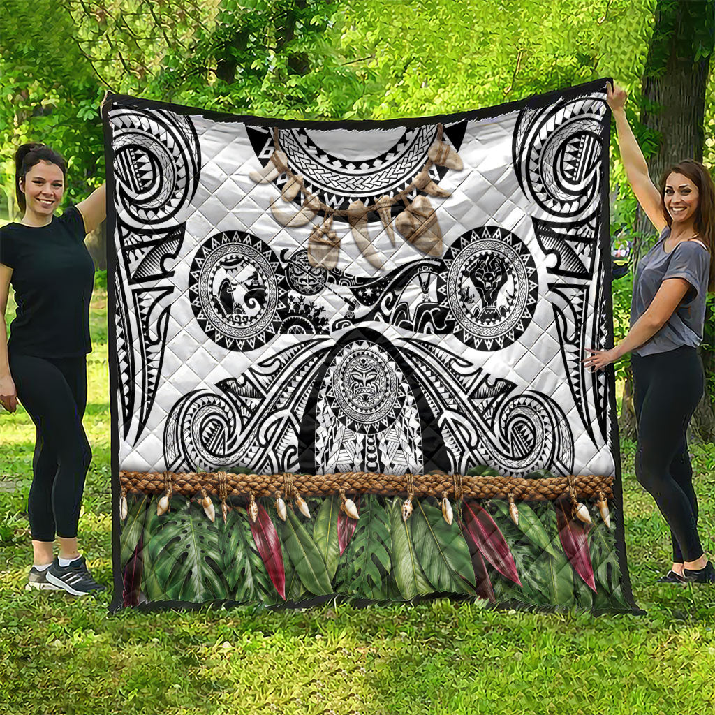 Polynesia Maui White Tattoo Inspired Quilt Tropical Leaf Skirt Costume DT05 - Polynesian Pride
