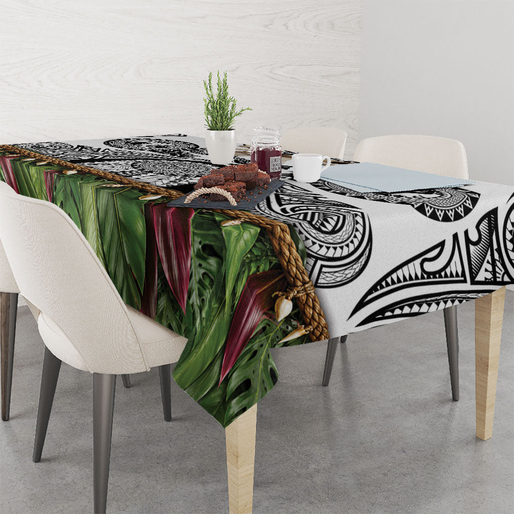 Polynesia Maui White Tattoo Inspired Tablecloth Tropical Leaf Skirt Costume DT05 - Polynesian Pride