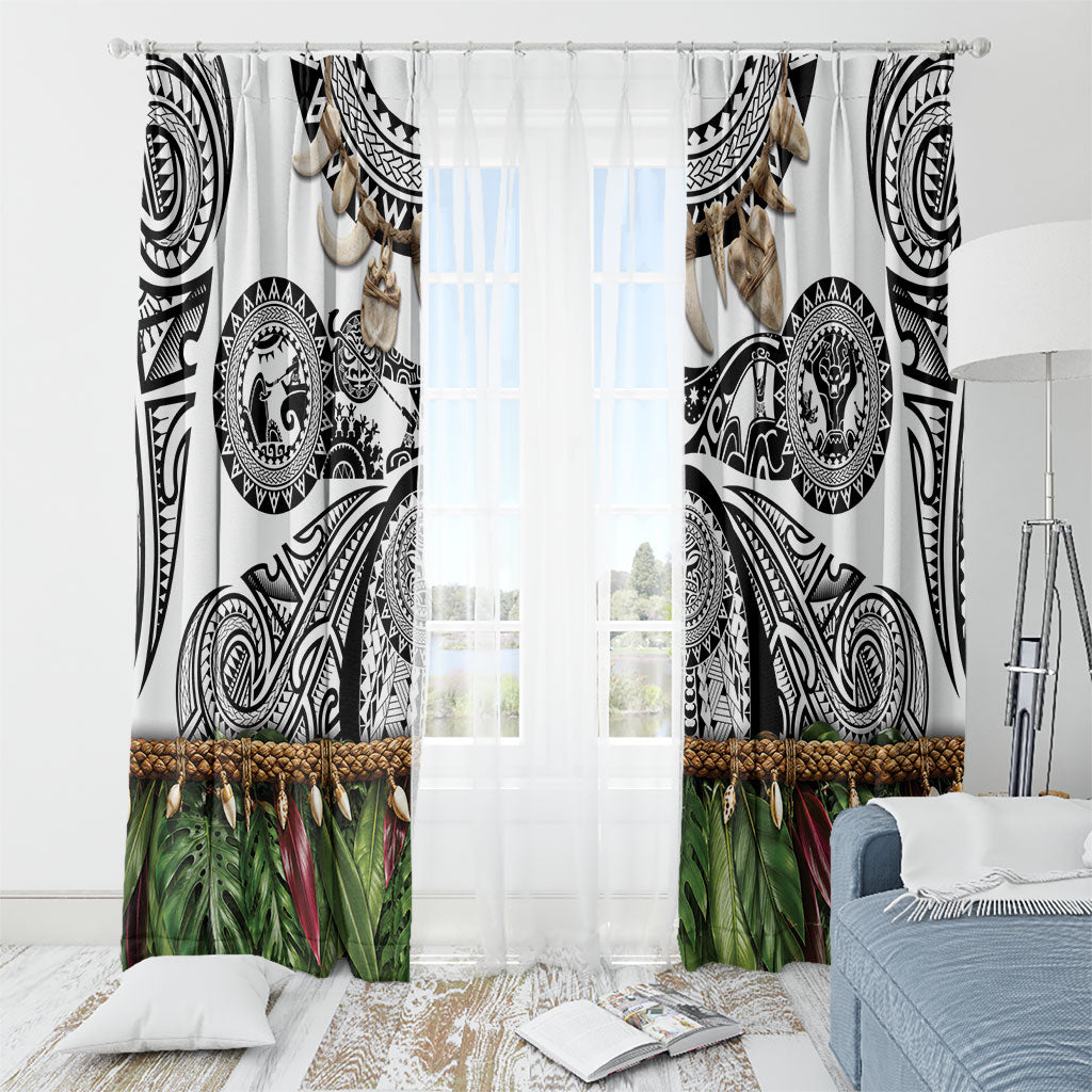 Polynesia Maui White Tattoo Inspired Window Curtain Tropical Leaf Skirt Costume DT05 - Polynesian Pride