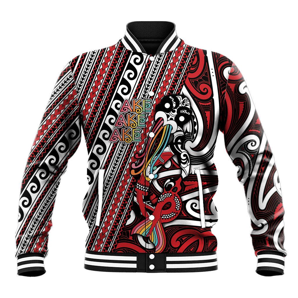 Personalised Maori Language Week Baseball Jacket Ake Ake Ake Tribal Patterns DT05 Unisex Red - Polynesian Pride