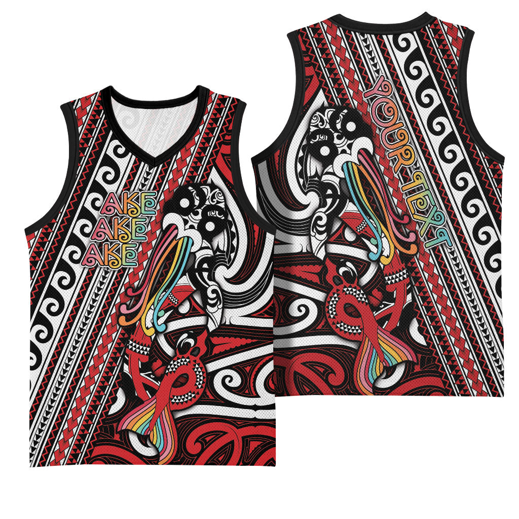 Personalised Maori Language Week Basketball Jersey Ake Ake Ake Tribal Patterns