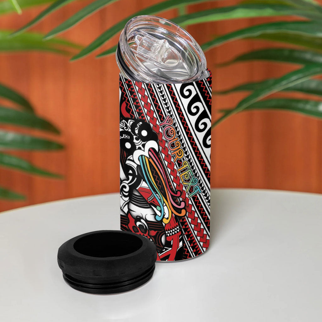 Personalised Maori Language Week 4 in 1 Can Cooler Tumbler Ake Ake Ake Tribal Patterns