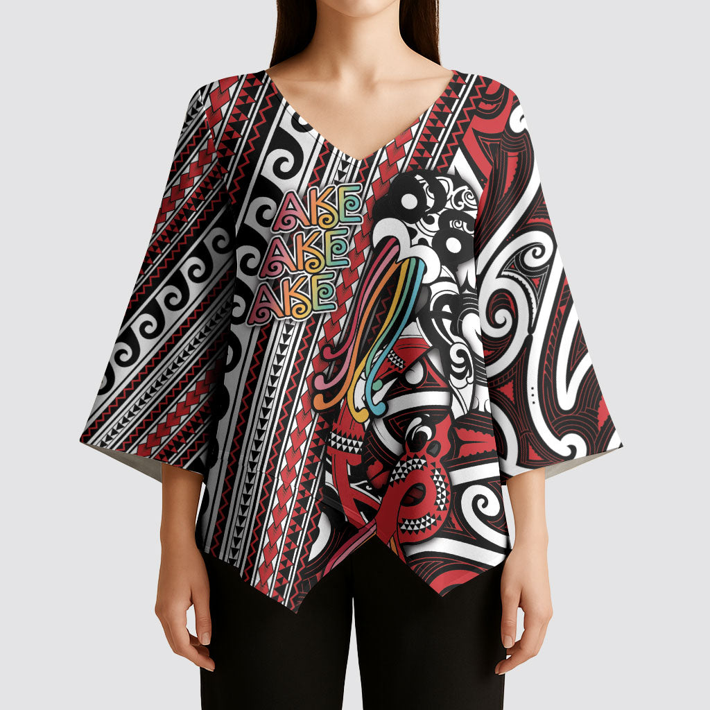 Personalised Maori Language Week Kimono Sleeve Blouse Ake Ake Ake Tribal Patterns