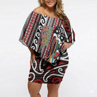 Personalised Maori Language Week Off Shoulder Short Dress Ake Ake Ake Tribal Patterns
