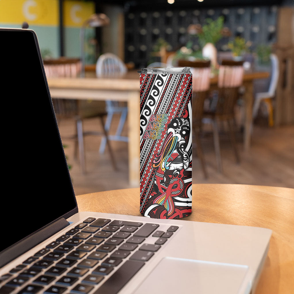 Personalised Maori Language Week Skinny Tumbler Ake Ake Ake Tribal Patterns