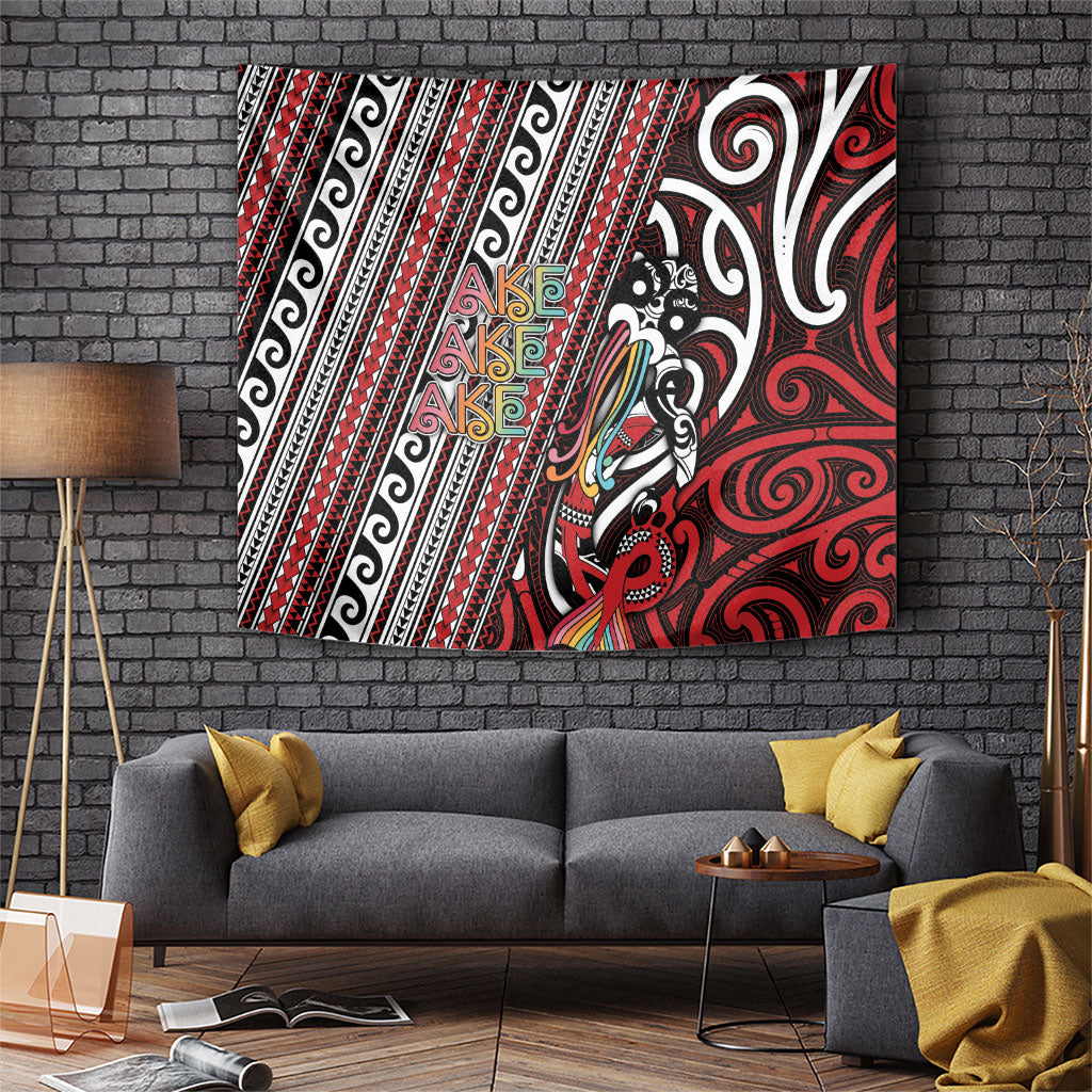 Maori Language Week Tapestry Ake Ake Ake Tribal Patterns DT05 Red - Polynesian Pride