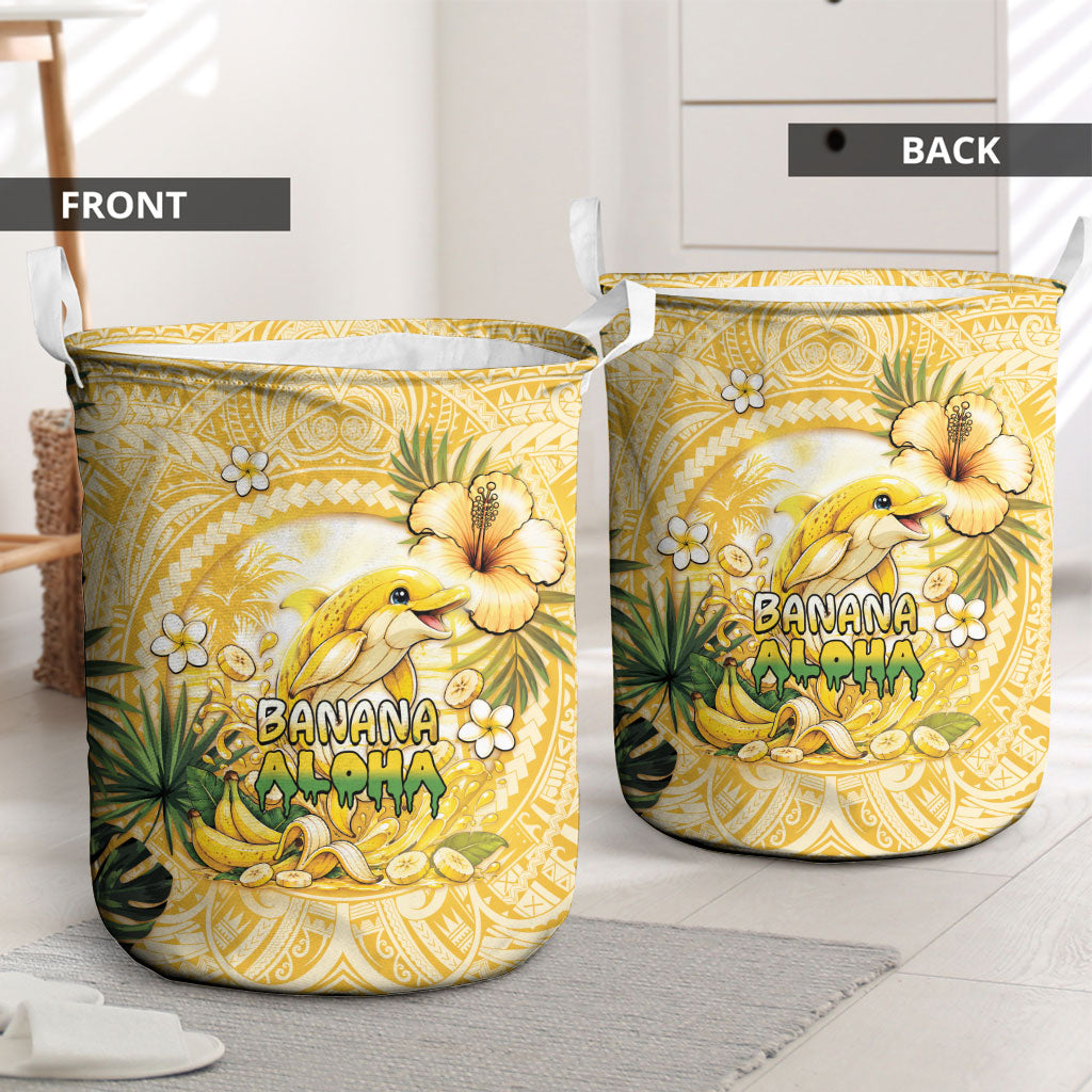 Hawaii Banana Dolphin Laundry Basket Cute Cosplay Naiʻa Fish Tribal Patterns DT05 - Polynesian Pride