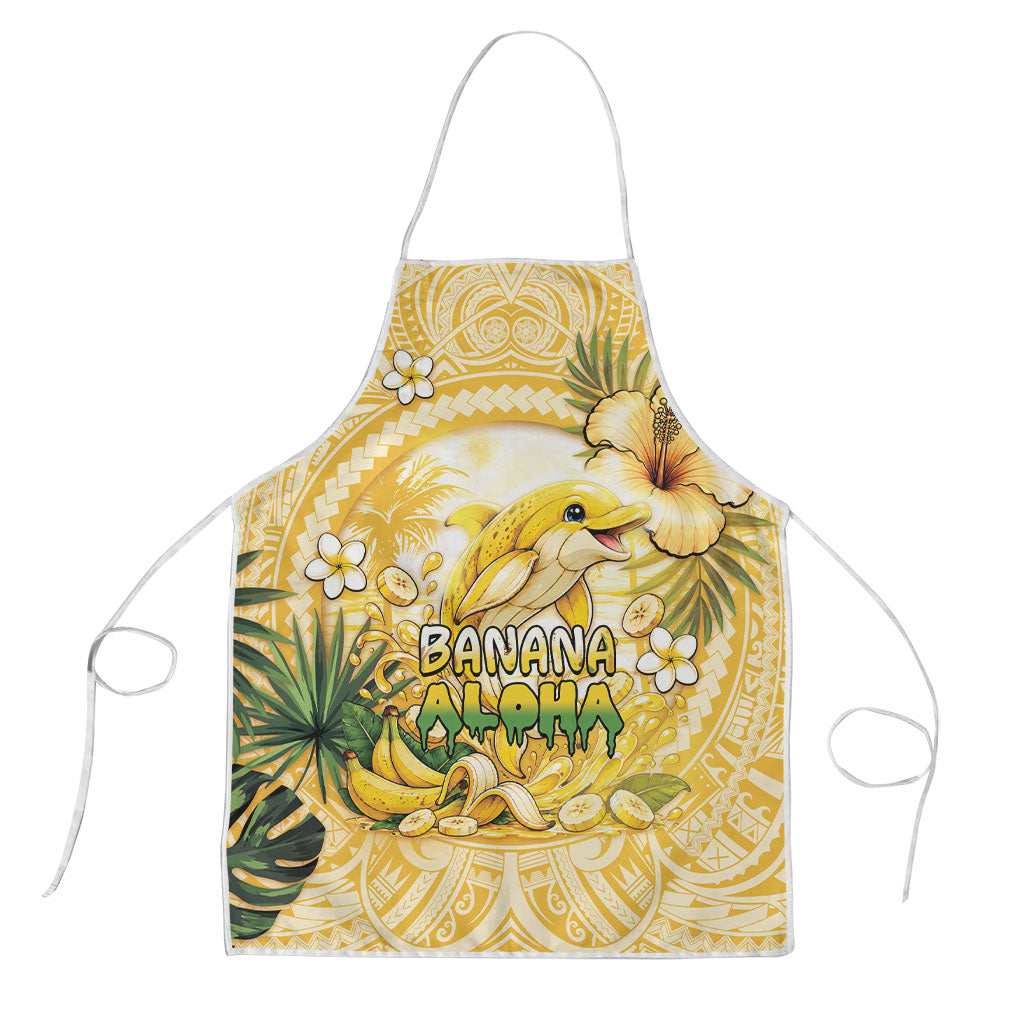 Hawaii Banana Dolphin Apron Cute Cosplay Naiʻa Fish Tribal Patterns DT05 Yellow - Polynesian Pride
