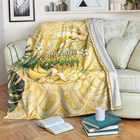 Hawaii Banana Dolphin Blanket Cute Cosplay Naiʻa Fish Tribal Patterns DT05 Yellow - Polynesian Pride