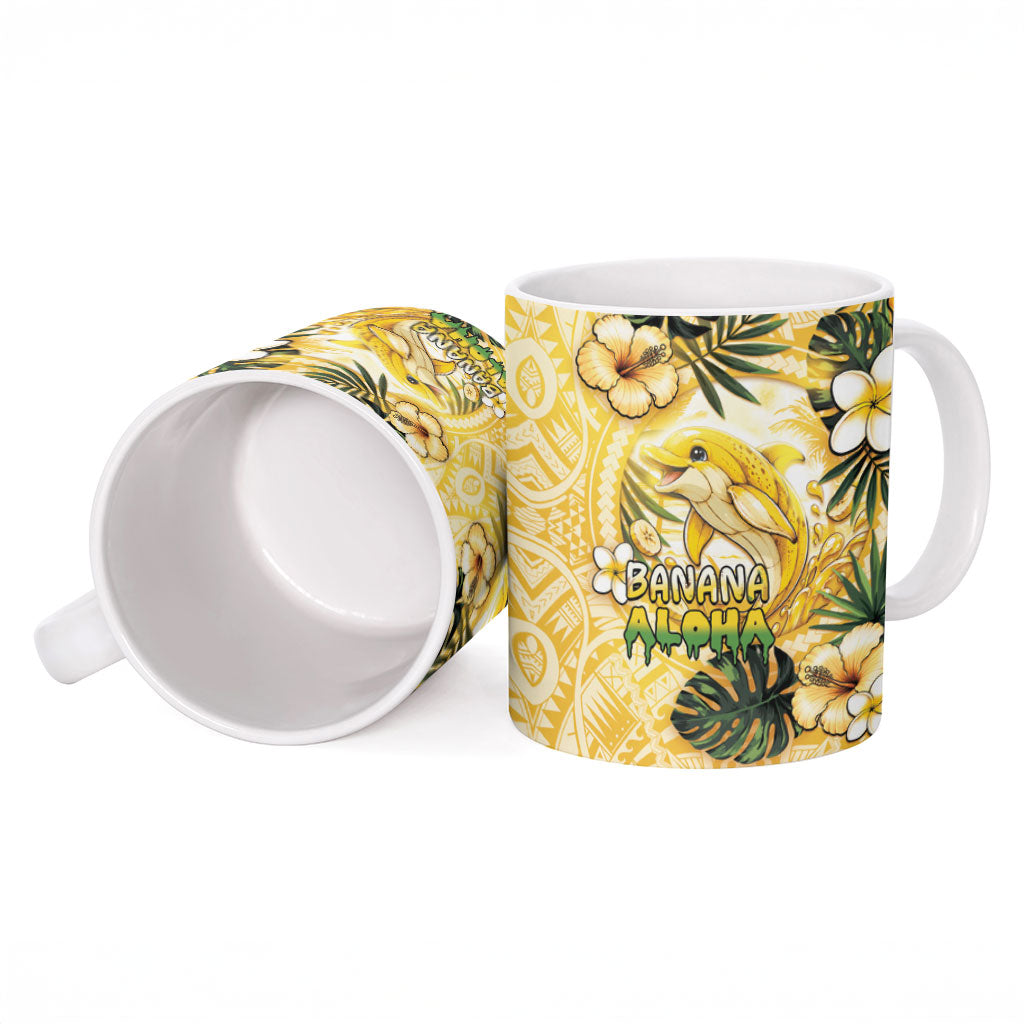 Hawaii Banana Dolphin Ceramic Mug Cute Cosplay Naiʻa Fish Tribal Patterns DT05 - Polynesian Pride
