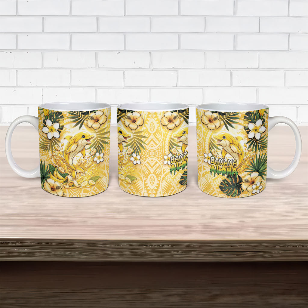 Hawaii Banana Dolphin Ceramic Mug Cute Cosplay Naiʻa Fish Tribal Patterns DT05 - Polynesian Pride