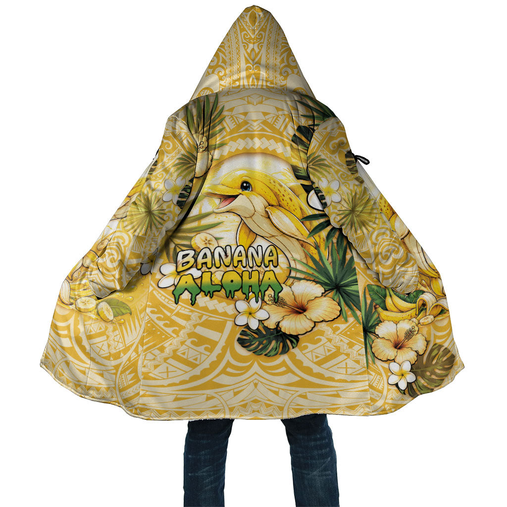 Hawaii Banana Dolphin Cloak Cute Cosplay Naiʻa Fish Tribal Patterns DT05 Unisex Yellow - Polynesian Pride