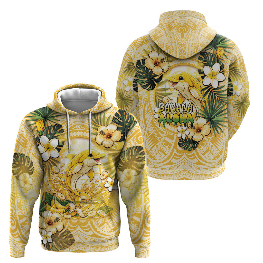 Hawaii Banana Dolphin Hoodie Cute Cosplay Naiʻa Fish Tribal Patterns DT05 - Polynesian Pride