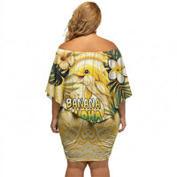Hawaii Banana Dolphin Off Shoulder Short Dress Cute Cosplay Naiʻa Fish Tribal Patterns DT05 - Polynesian Pride