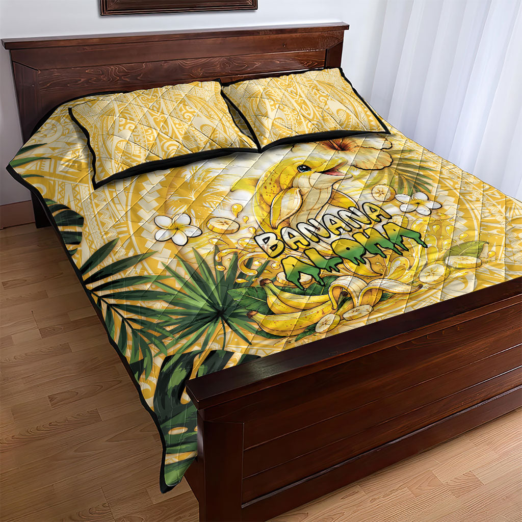 Hawaii Banana Dolphin Quilt Bed Set Cute Cosplay Naiʻa Fish Tribal Patterns DT05 - Polynesian Pride