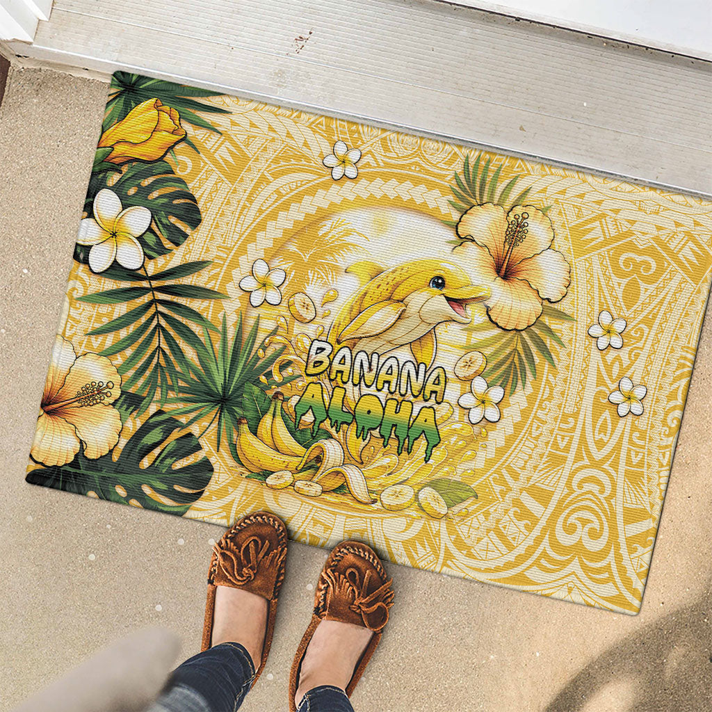 Hawaii Banana Dolphin Rubber Doormat Cute Cosplay Naiʻa Fish Tribal Patterns DT05 - Polynesian Pride