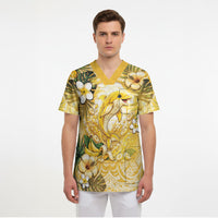 Hawaii Banana Dolphin Scrub Top Cute Cosplay Naiʻa Fish Tribal Patterns DT05 - Polynesian Pride