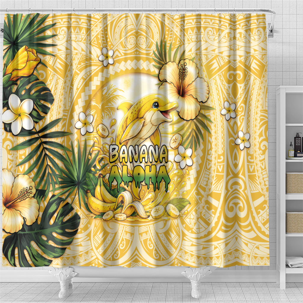 Hawaii Banana Dolphin Shower Curtain Cute Cosplay Naiʻa Fish Tribal Patterns DT05 - Polynesian Pride