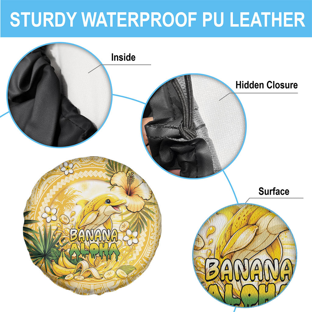 Hawaii Banana Dolphin Spare Tire Cover Cute Cosplay Naiʻa Fish Tribal Patterns DT05 - Polynesian Pride