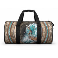 3D Illusion Surfing Skeleton Halloween Duffle Bag Surfboard Bones Ocean Wave Stone Well