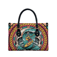 3D Illusion Surfing Skull Aloha Halloween Leather Bag Tropical Guitarist Bones Wave