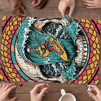 3D Illusion Surfing Skull Aloha Halloween Puzzle Tropical Guitarist Bones Wave