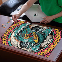 3D Illusion Surfing Skull Aloha Halloween Puzzle Tropical Guitarist Bones Wave