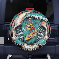 3D Illusion Surfing Skull Aloha Halloween Spare Tire Cover Tropical Guitarist Bones Wave