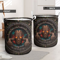 3D Illusion Haunted Tiki Totem Halloween Laundry Basket Polynesian Wood Spirit Fiery DT05 - Polynesian Pride