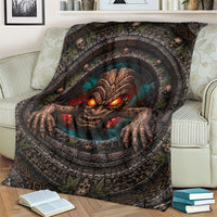 3D Illusion Haunted Tiki Totem Halloween Blanket Polynesian Wood Spirit Fiery DT05 - Polynesian Pride