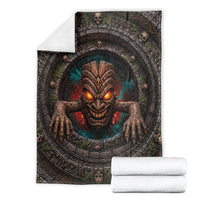 3D Illusion Haunted Tiki Totem Halloween Blanket Polynesian Wood Spirit Fiery DT05 - Polynesian Pride