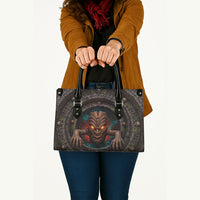 3D Illusion Haunted Tiki Totem Halloween Leather Bag Polynesian Wood Spirit Fiery DT05 - Polynesian Pride