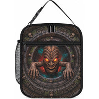 3D Illusion Haunted Tiki Totem Halloween Lunch Bag Polynesian Wood Spirit Fiery DT05 10.2 × 8.3 × 4.3 inch Brown - Polynesian Pride