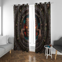 3D Illusion Haunted Tiki Totem Halloween Window Curtain Polynesian Wood Spirit Fiery DT05 With Grommets Brown - Polynesian Pride
