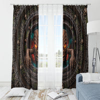 3D Illusion Haunted Tiki Totem Halloween Window Curtain Polynesian Wood Spirit Fiery DT05 - Polynesian Pride