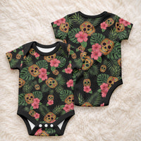Tropical Calavera Hawaiian Baby Onesie Sugar Skull Pineapple Hibiscus Floral DT05 - Polynesian Pride