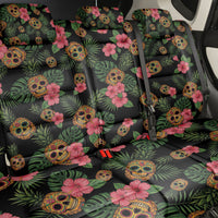 Tropical Calavera Hawaiian Back Car Seat Cover Sugar Skull Pineapple Hibiscus Floral DT05 - Polynesian Pride