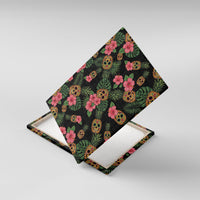 Tropical Calavera Hawaiian Canvas Wall Art Sugar Skull Pineapple Hibiscus Floral