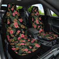 Tropical Calavera Hawaiian Car Seat Cover Sugar Skull Pineapple Hibiscus Floral