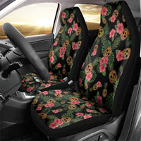 Tropical Calavera Hawaiian Car Seat Cover Sugar Skull Pineapple Hibiscus Floral