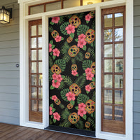 Tropical Calavera Hawaiian Door Cover Sugar Skull Pineapple Hibiscus Floral DT05 - Polynesian Pride