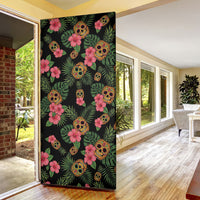 Tropical Calavera Hawaiian Door Cover Sugar Skull Pineapple Hibiscus Floral DT05 - Polynesian Pride