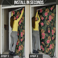 Tropical Calavera Hawaiian Door Cover Sugar Skull Pineapple Hibiscus Floral DT05 - Polynesian Pride